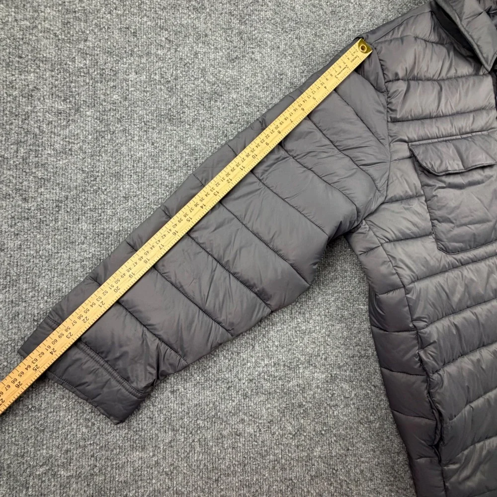 George Mens Puffer Shirt Jacket Grey Quilted Snap Front Shacket 3XL 54-56